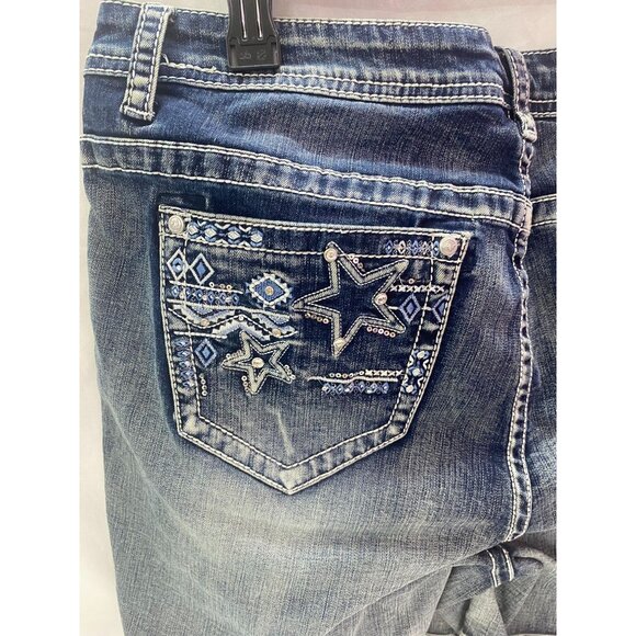 NWT Grace in LA Women's Plus Embellished Star Pocket Denim Shorts SZ 20 P-Short - Picture 8 of 8